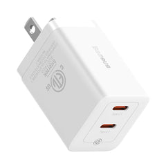 Baseus GaN5 Pro Dual USB-C Fast Charger 40W Adapter - White