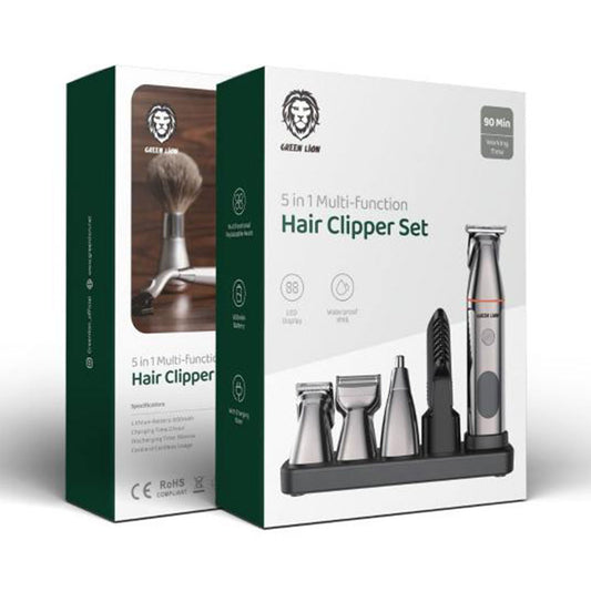 Green Lion 5 In 1 Multi-Function Hair Clipper Set 600mAh- Black