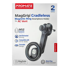 Promate MagGrip Cradeless Magnetic Ring Smartphone Holder for AC Vent | MagHoop-AV