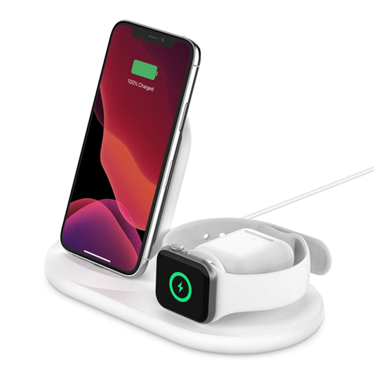 Belkin WIZ001myWH BoostCharge 3-in-1 Wireless Charger for Apple - White