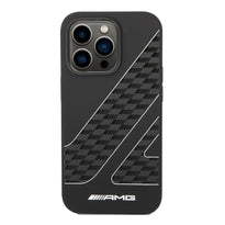 AMG Liquid Silicone Case With Checkered Flag Pattern For iPhone 14 Pro