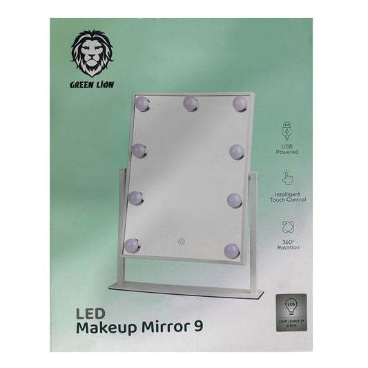 Green Lion GNBR9LEDMIRWH Brightening 9 Led Makeup Mirror - White