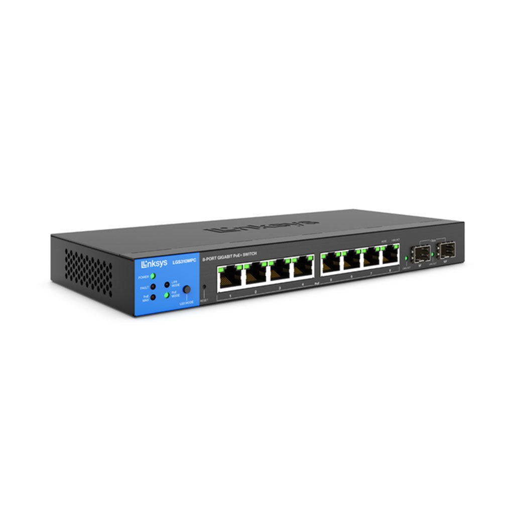 Linksys 8-Port Managed Gigabit PoE+ Switch with 2 1G SFP Uplinks 110W TAA Compliant (LGS310MPC) from Linksys sold by 961Souq-Zalka