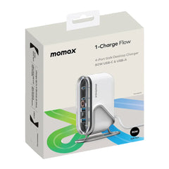 A Photo Of Momax 1-Charge Flow 80W Quad Output Desktop GaN Charging Station - Fast & Efficient Charging for Multiple Devices