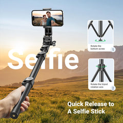 A Photo Of UGREEN 70-Inch Aluminum Phone Tripod with Bluetooth Remote | Sturdy & Adjustable Selfie Stick for iPhone, Galaxy, GoPro