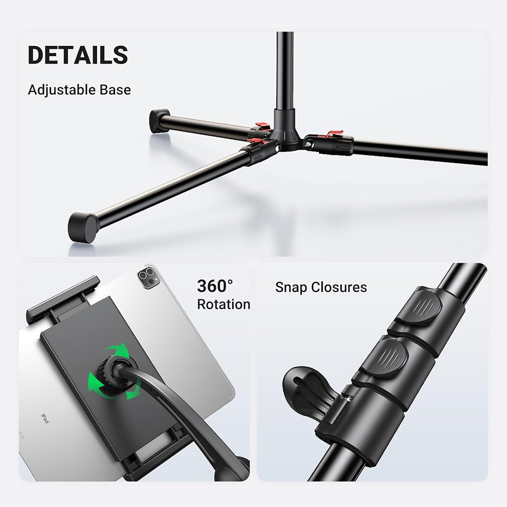 A Photo Of UGREEN 1.7m Adjustable Tripod Stand for Phone and Tablet | Dual Holders, 360° Adjustment, Aluminum Sturdy Base