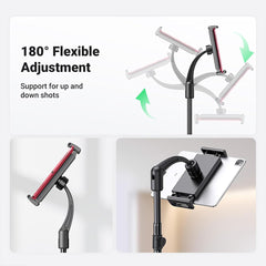 A Photo Of UGREEN 1.7m Adjustable Tripod Stand for Phone and Tablet | Dual Holders, 360° Adjustment, Aluminum Sturdy Base