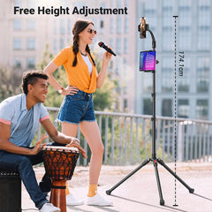 A Photo Of UGREEN 1.7m Adjustable Tripod Stand for Phone and Tablet | Dual Holders, 360° Adjustment, Aluminum Sturdy Base