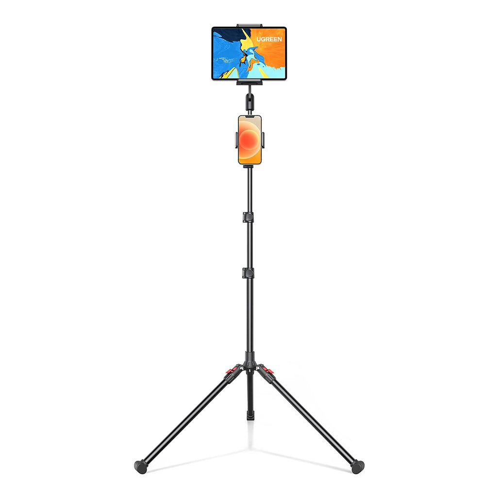 A Photo Of UGREEN 1.7m Adjustable Tripod Stand for Phone and Tablet | Dual Holders, 360° Adjustment, Aluminum Sturdy Base