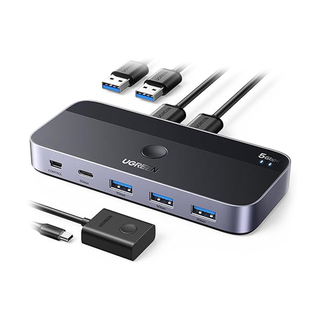 A Photo Of UGreen USB 3.0 Sharing Switch 2-in-4 Out | Share 4 USB Devices Between 2 PCs | USB-C & USB-A Ports