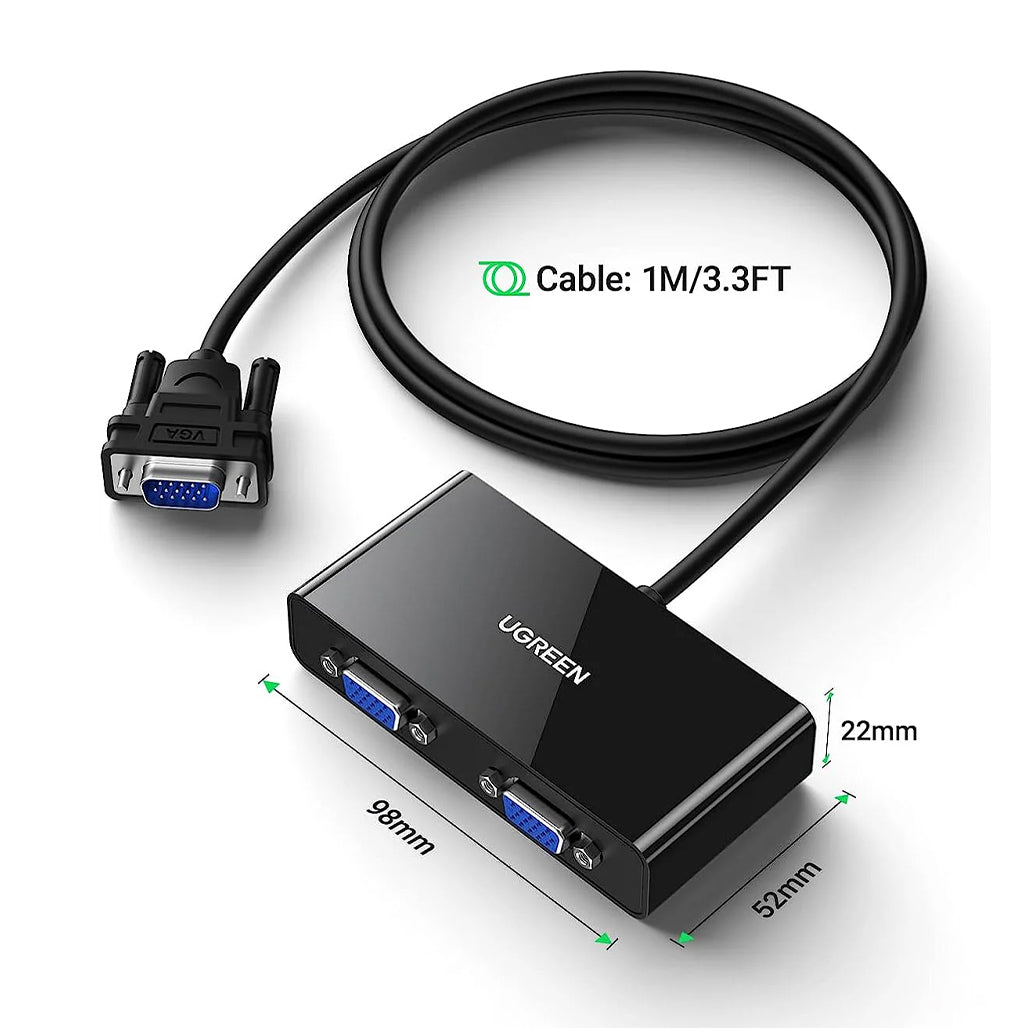 A Photo Of UGreen VGA Splitter 1-in-2 Out | 1M Cable | 1080P 60Hz | Duplicate Mode