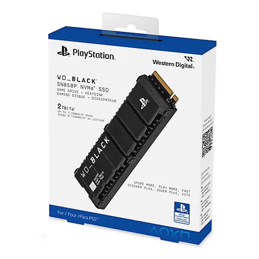 A Photo Of Western Digital 2TB BLACK - SN850P NVMe SSD with Heatsink for PS5 – Officially Licensed High-Performance Gaming Storage