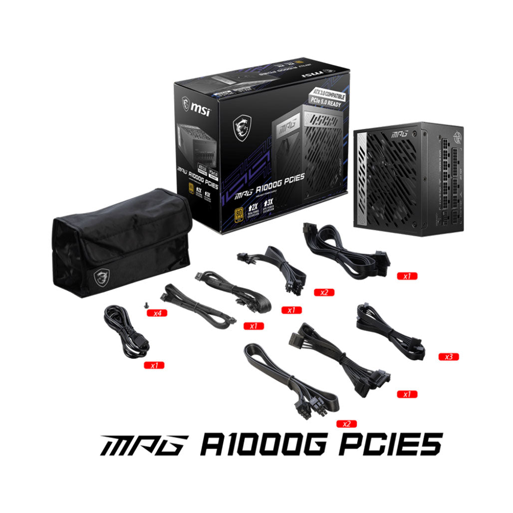 MSI MPG A1000G PCIE5 Power Supply 1000W, 32605217128700, Available at 961Souq