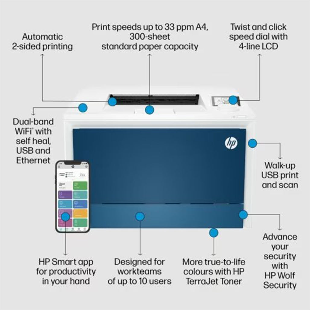 A Photo Of HP Color LaserJet Pro 4203dw - High-Speed Color Laser Printer for Large Teams with Advanced Connectivity and Security