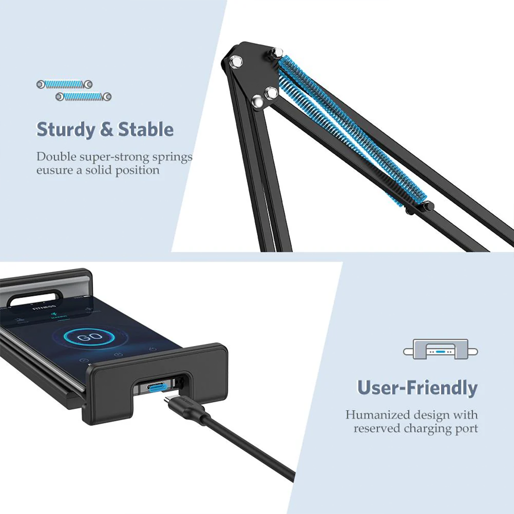 A Photo Of UGREEN Lazy Arm Tablet Holder | 360° Adjustable Tablet Stand with 2-Stage Flexible Arms