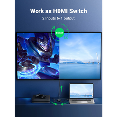 A Photo Of UGREEN Bi-Directional HDMI Switcher & Splitter | 4K 60Hz Support, 2-In-1 HDMI Switch for TV, Monitors, and Projectors