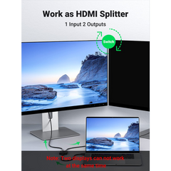 A Photo Of UGREEN Bi-Directional HDMI Switcher & Splitter | 4K 60Hz Support, 2-In-1 HDMI Switch for TV, Monitors, and Projectors