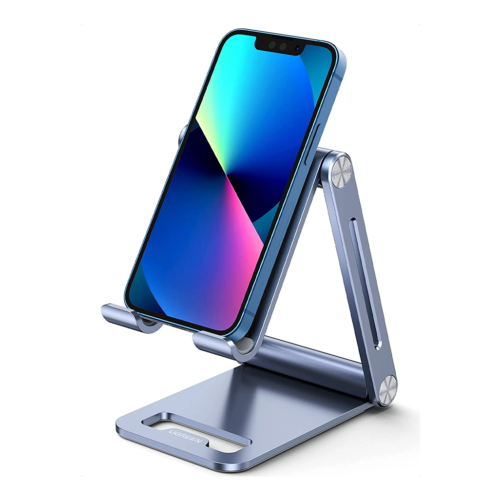 A Photo Of UGREEN Adjustable Aluminum Phone Holder – Foldable & Portable Stand with Cable Cut-out