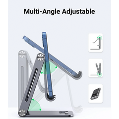 A Photo Of UGREEN Adjustable Aluminum Phone Holder – Foldable & Portable Stand with Cable Cut-out