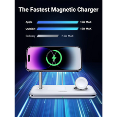 A Photo Of UGREEN 3-in-1 MagSafe Wireless Charging Station – 25W Fast Magnetic Charger for iPhone, Apple Watch & AirPods