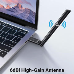 A Photo Of UGreen AC650 Dual Band USB WiFi Adapter | 6dBi High-Gain Antenna | 2.4GHz & 5GHz Wireless Network Dongle