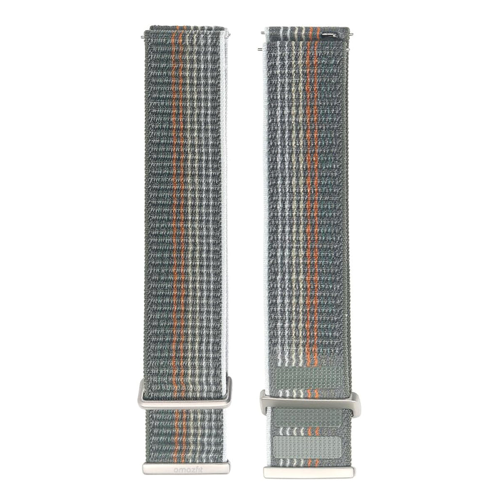 A Photo Of Amazfit Nylon Strap 22mm Sunset Gray - Lightweight & Breathable Watch Band for 140-210mm Wrists hook and loop fastening, along with a durable stainless steel buckle.