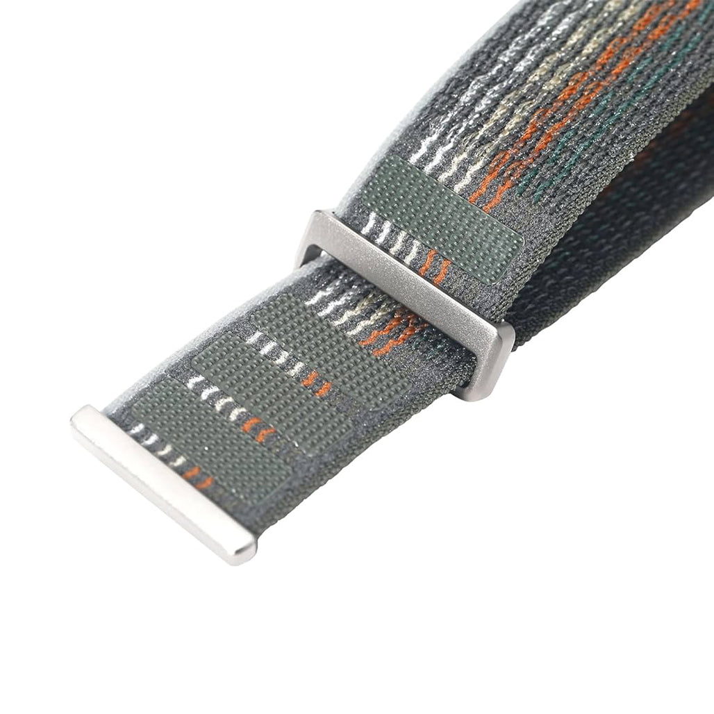 A Photo Of Amazfit Nylon Strap 22mm Sunset Gray - Lightweight & Breathable Watch Band for 140-210mm Wrists hook and loop fastening, along with a durable stainless steel buckle.