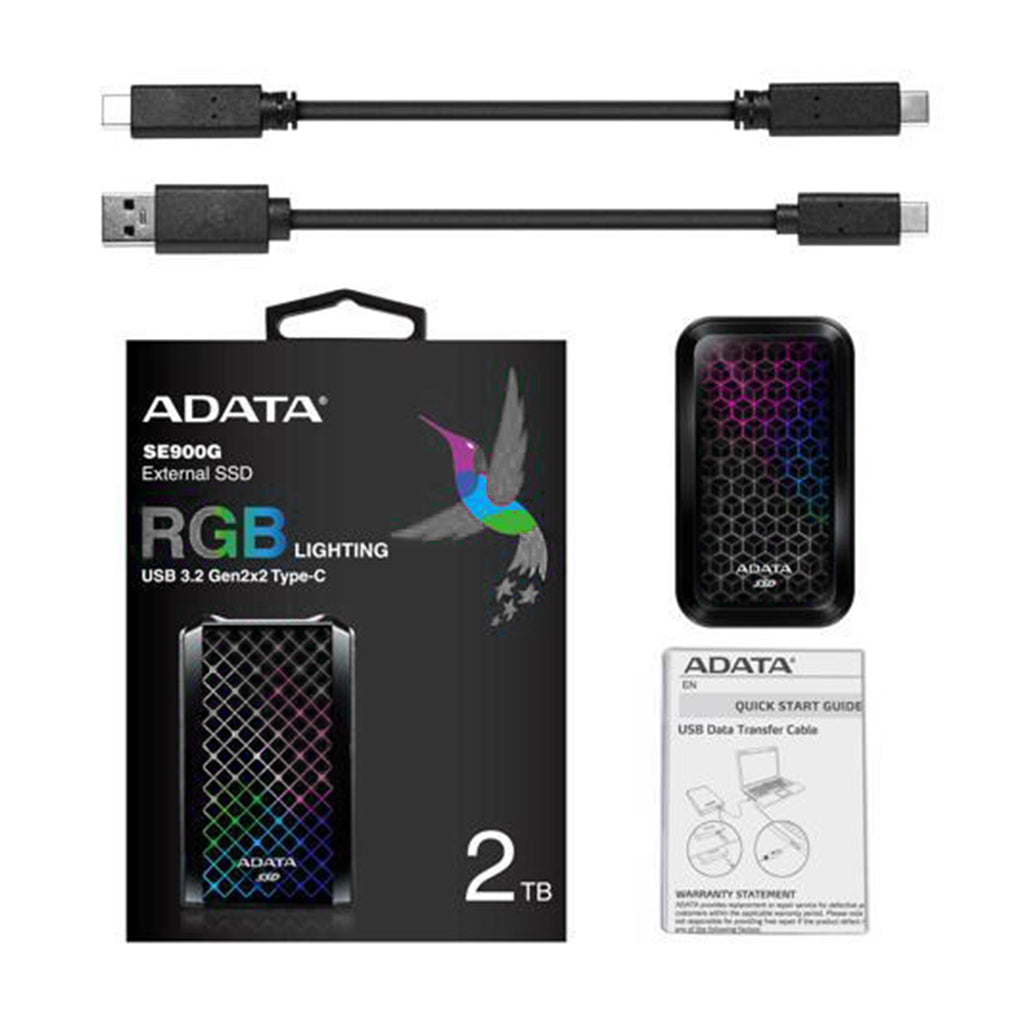 A Photo Of ADATA SE900G 2TB RGB External SSD - USB 3.2 Gen 2x2 Type-C, 2000 MB/s, High-Performance and Stylish