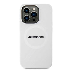 A Photo Of AMG Magsafe Silicone Case with Large Rhombuses Pattern for iPhone 15 Pro Max - White