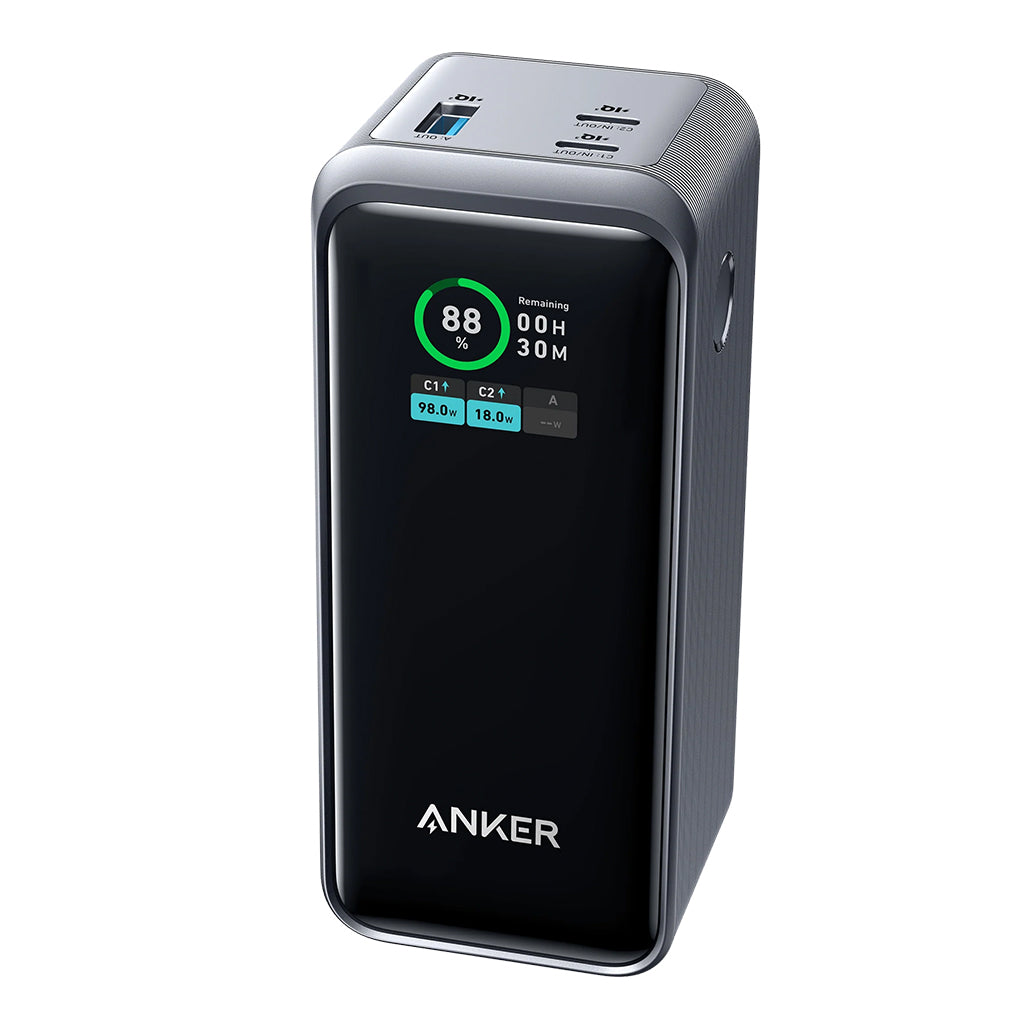 A Photo Of Anker 735 Power Bank PowerCore 20K - 200W Total Output, Dual USB-C Ports, 100W Rapid Recharge, 20,000mAh Capacity with Smart Digital Display