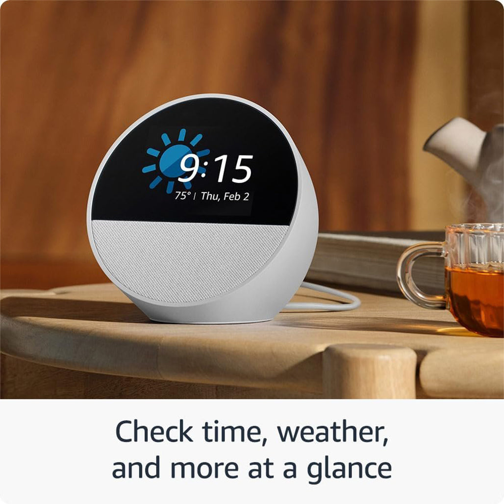 A Photo Of Amazon Echo Spot (2024 Release) – Sleek Smart Alarm Clock with Alexa, Vibrant Sound, and Customizable Display