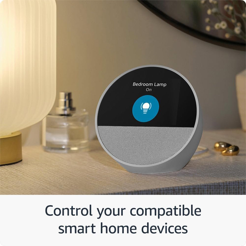 A Photo Of Amazon Echo Spot (2024 Release) – Sleek Smart Alarm Clock with Alexa, Vibrant Sound, and Customizable Display