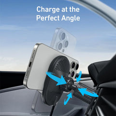 A Photo Of Anker MagGo 15W Wireless Car Charger - Magnetic Charging Pad with Built-In USB-C Cable, Adjustable 360° Base & 25W Adapter