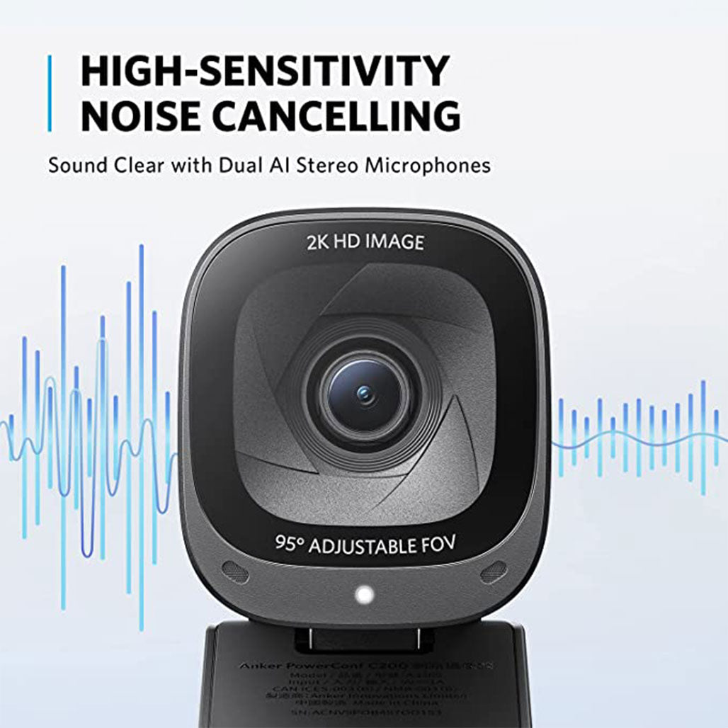 A Photo Of Anker PowerConf C200 Webcam – 2K Ultra-Clear Resolution, Adjustable Field of View, Built-In Privacy Cover, AI Stereo Pickup