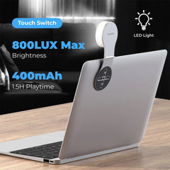 A Photo Of Blupebble Lumi Mag Magnetic Phone Stand with LED Light – 5-in-1 Aluminum Alloy Mount for Laptops, MacBooks, and iPads | Continuity Camera Compatible