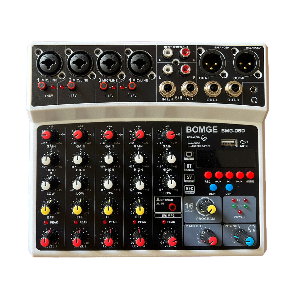 BOMGE 6 Channel Audio Sound Mixer - Professional Digital DJ Mixing Console, 33017730040060, Available at 961Souq