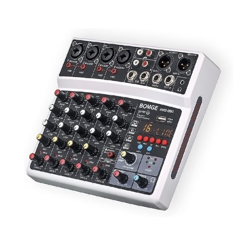 BOMGE 6 Channel Audio Sound Mixer - Professional Digital DJ Mixing Console, 33017730072828, Available at 961Souq