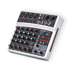 BOMGE 6 Channel Audio Sound Mixer - Professional Digital DJ Mixing Console