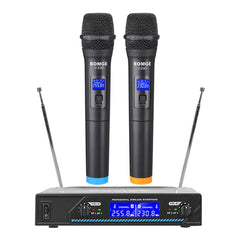 A Photo Of BOMGE V-230 2 Channel Wireless Handheld Microphone – Digital Modulation, Noise Cancelling, Certified for Karaoke, Conference & Stage Performances