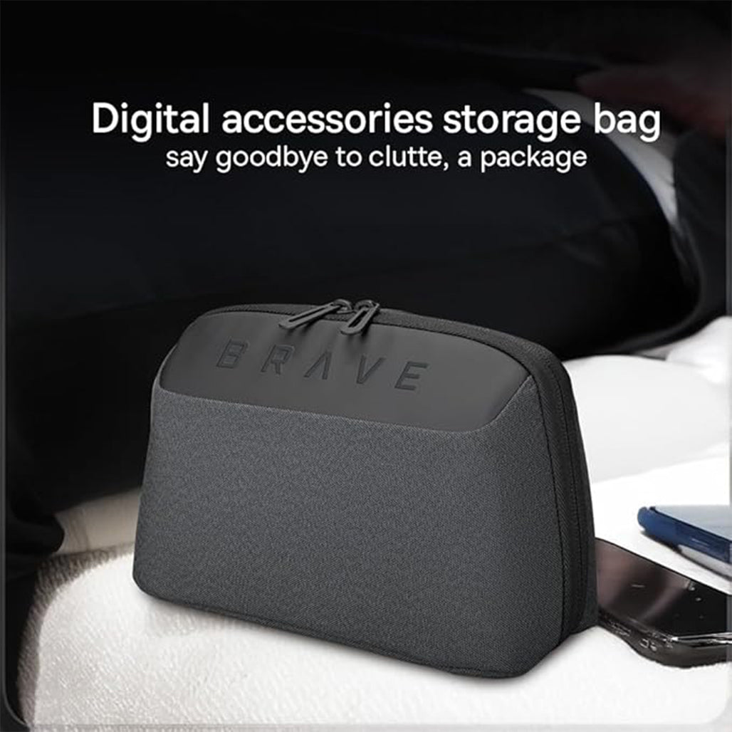 A Photo Of Brave BTP-02 Tech Pouch Organizer Portable Gadget Storage for Travel – Black | Compact, Waterproof & Versatile Electronics Bag