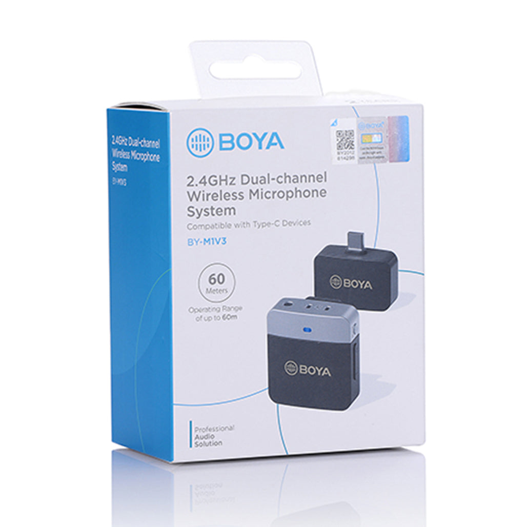 A Photo Of Boya BY-M1V3 - 2.4GHz Dual-Channel Wireless Microphone System for USB-C Devices