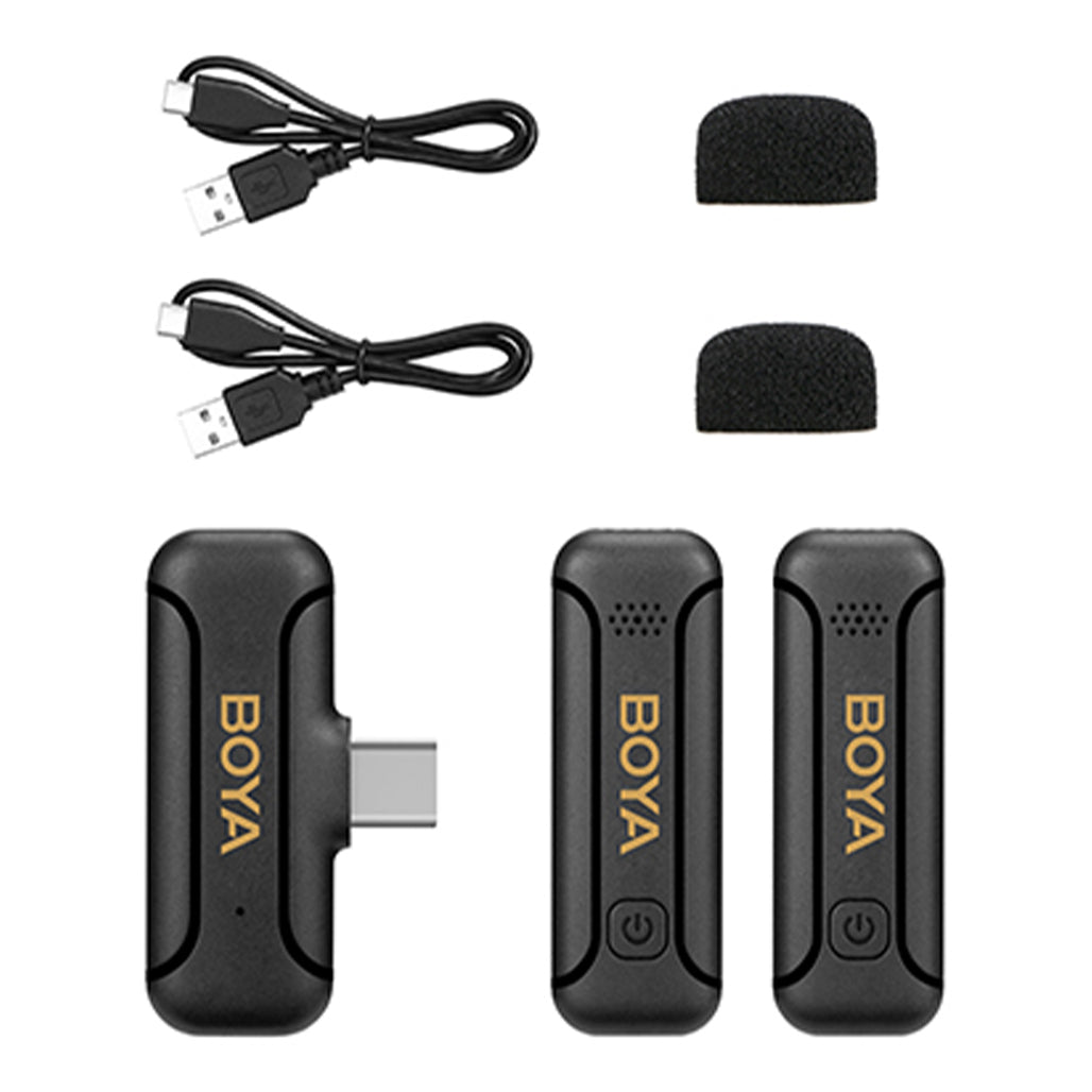 A Photo Of Boya BY-WM3T2-U2 - Mini 2.4GHz Dual-Channel Wireless Microphone System or USB-C Devices