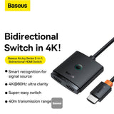 Baseus AirJoy Series 2-in-1 Bidirectional HDMI Switch with 1m Cable Cluster - Black | B01331105111-01