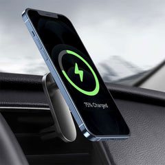 A Photo Of Baseus Big Energy 15W Car Mount Wireless Charger - Magnetic, Metal & Glass, Dual Use for Dashboard and Air Outlet - Black