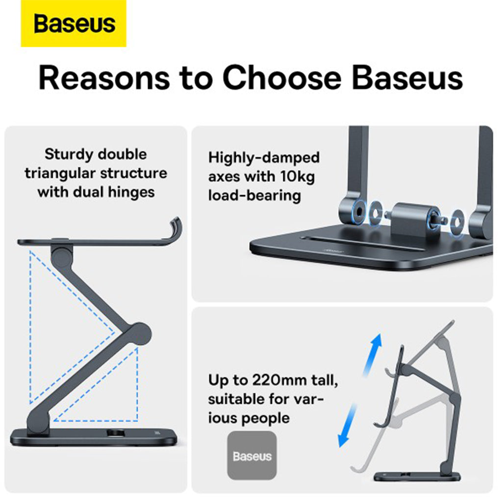 A Photo Of Baseus Desktop Biaxial Foldable Metal Stand for Phones - Grey