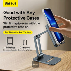 A Photo Of Baseus Desktop Biaxial Foldable Metal Stand for Phones - Grey