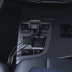 A Photo Of Baseus Enjoyment Pro 60W Car Charger with Retractable Type-C & Lightning Cables - Fast Charging for 3 Devices