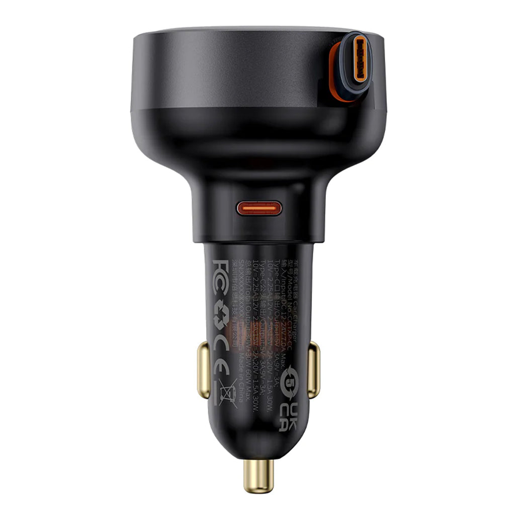 A Photo Of Baseus Enjoyment Pro - Retractable USB-C Car Charger 60W