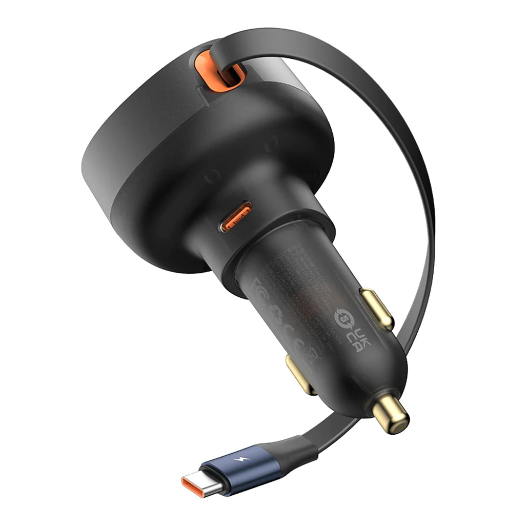 A Photo Of Baseus Enjoyment Pro - Retractable USB-C Car Charger 60W