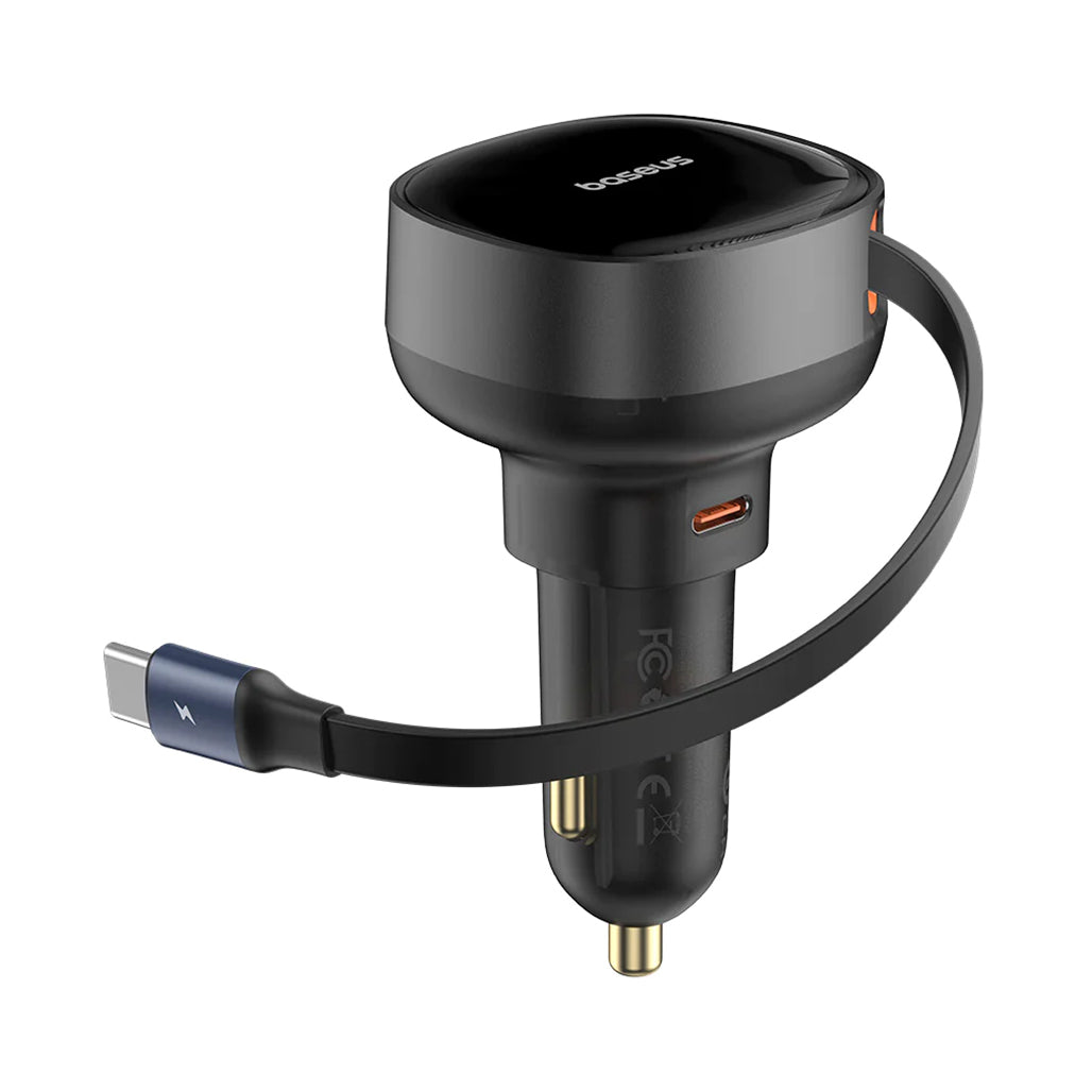 A Photo Of Baseus Enjoyment Pro - Retractable USB-C Car Charger 60W